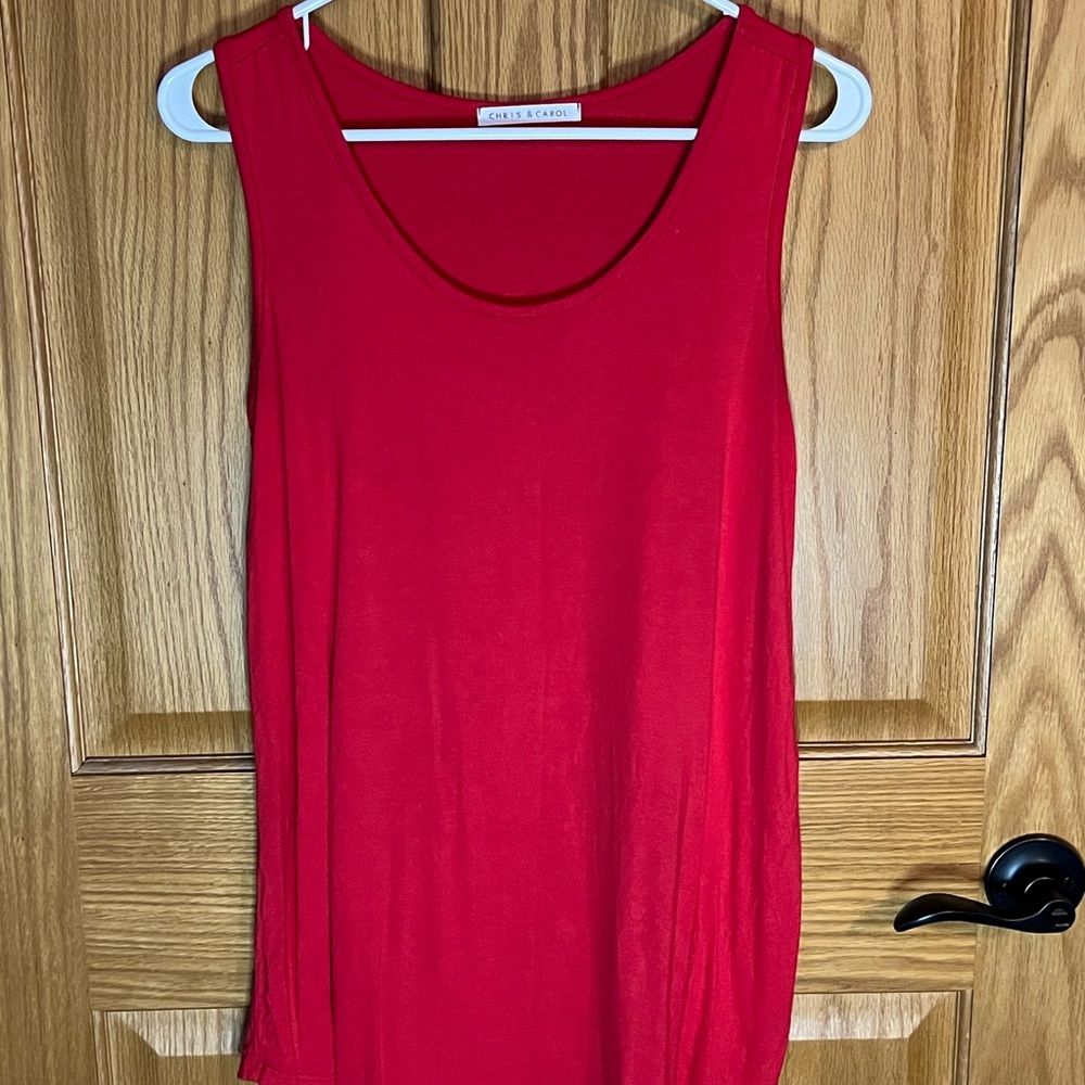 Chris+ Carol Red Sleeveless Tank Top-Womens Size LG